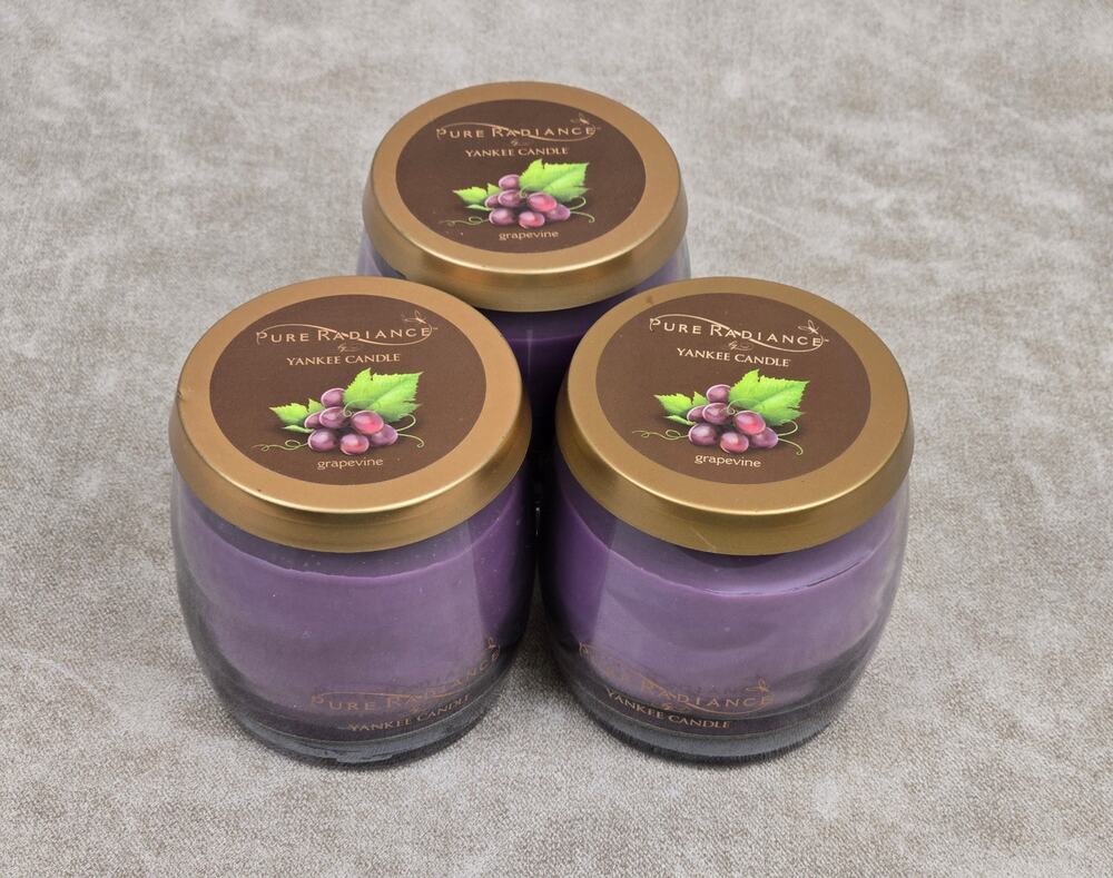 Lot of 3 Yankee Candle Pure Radiance Grapevine 10oz Grape Vineyard Candle Purple